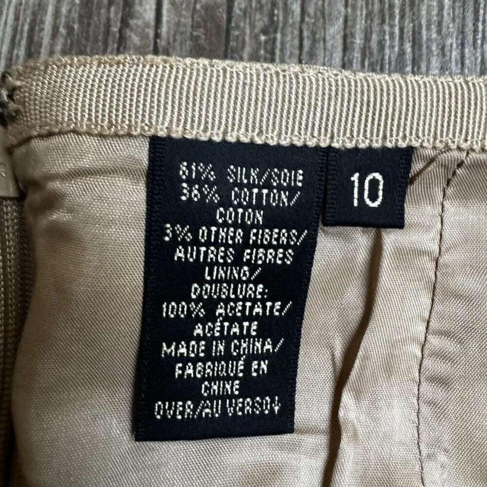 Dana Buchman Silk Skirt Womens 10 Pencil Striped 90s Preppy Shiney Classic Work‎